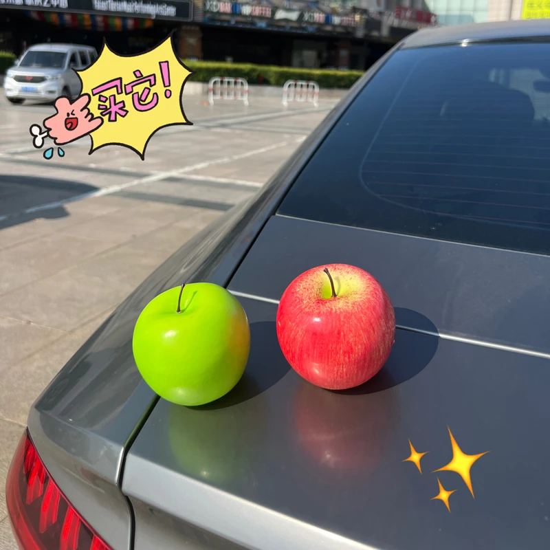 萌趣仿真苹果水果汽车摆件车载中控台摆件电动车内大屏导航创意