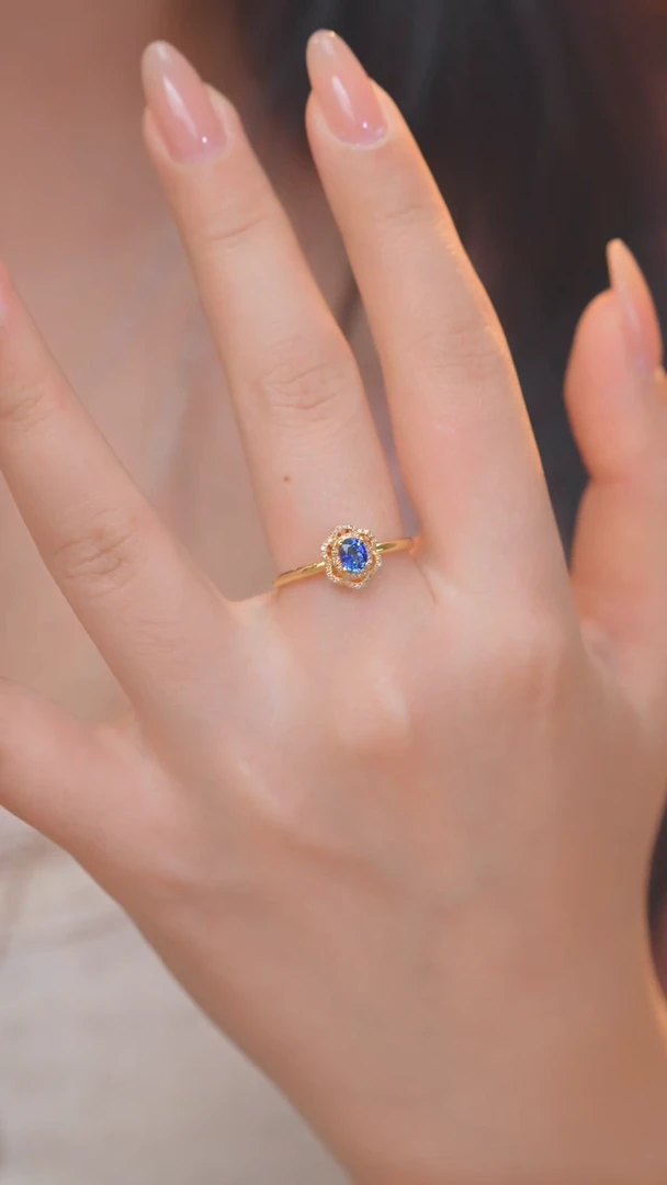 【闪购商品】蓝宝石戒指18K金镶嵌(0.52ct)@@Q2514