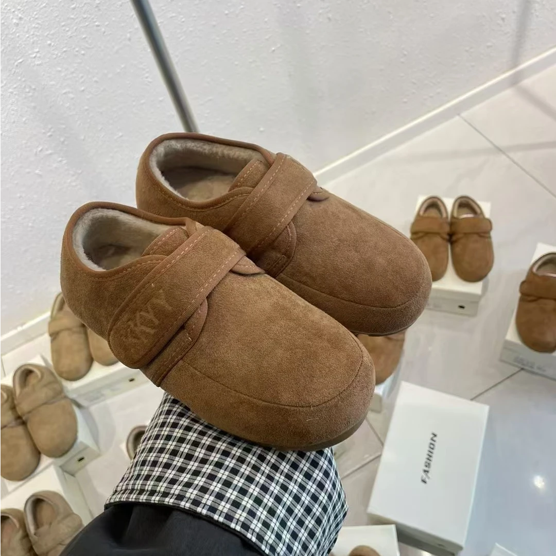 丽丽家新款   加绒保暖魔术贴脖肯鞋平底一脚蹬棉鞋