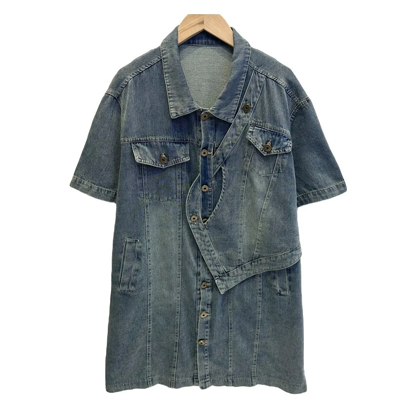 2023夏季时尚休闲韩版显瘦减龄牛仔短袖气质女款polo连衣裙8808