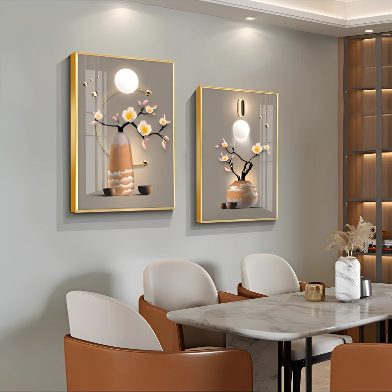 Y118花开富贵晶瓷装饰画餐厅装饰画轻奢挂画铝合晶瓷镶钻画