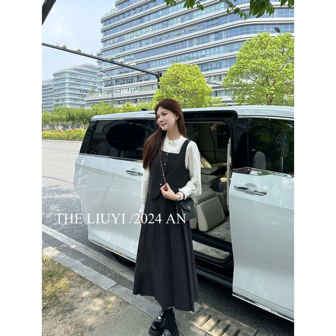 【LIUYI】安娜~秋季方领马甲+高腰百褶显瘦半身裙48184