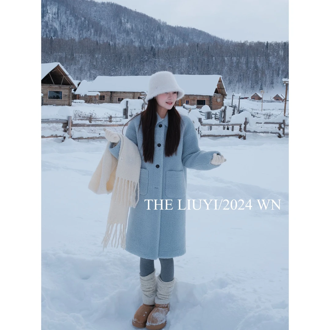 【LIUYI】北冰洋~冬季翻领长款毛毛外套411201