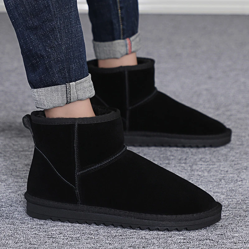 宽肥脚大码雪地靴男鞋子冬季加绒保暖加厚男士东北棉鞋真皮面包鞋