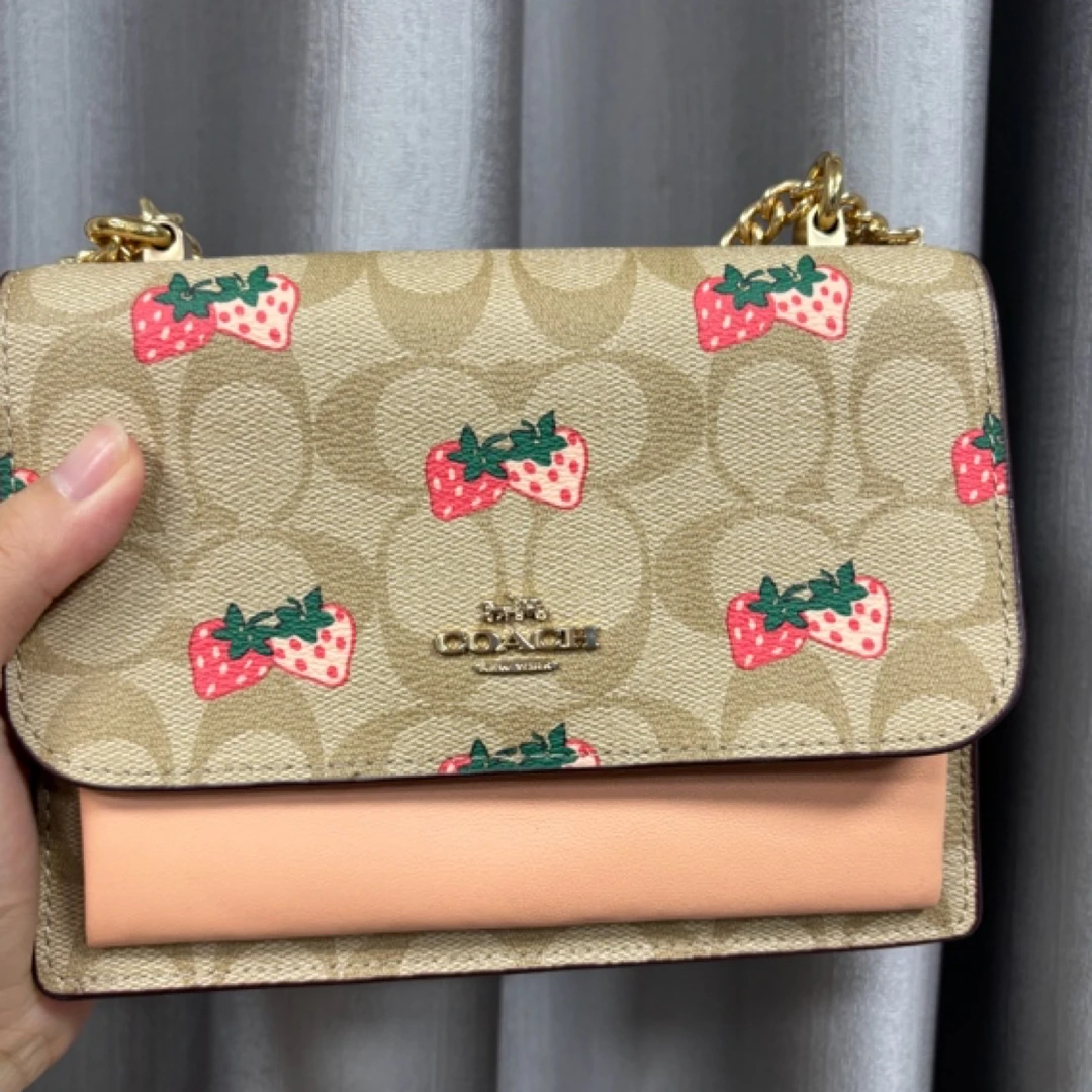 95新 COACH/蔻驰 95新蔻驰草莓风琴包小号单肩斜挎包