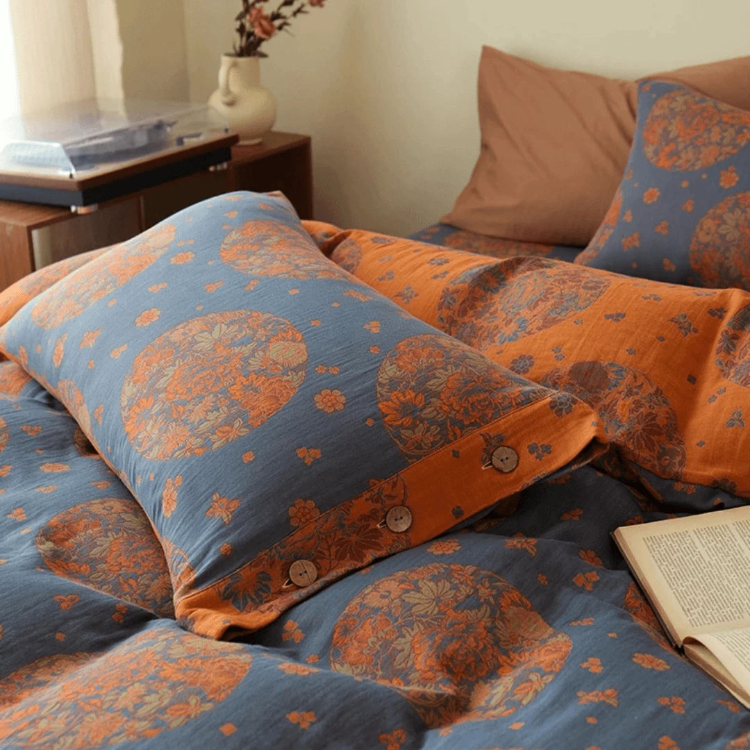 花好月圆 双层有氧纱双面枕套 细纱纯棉枕头套