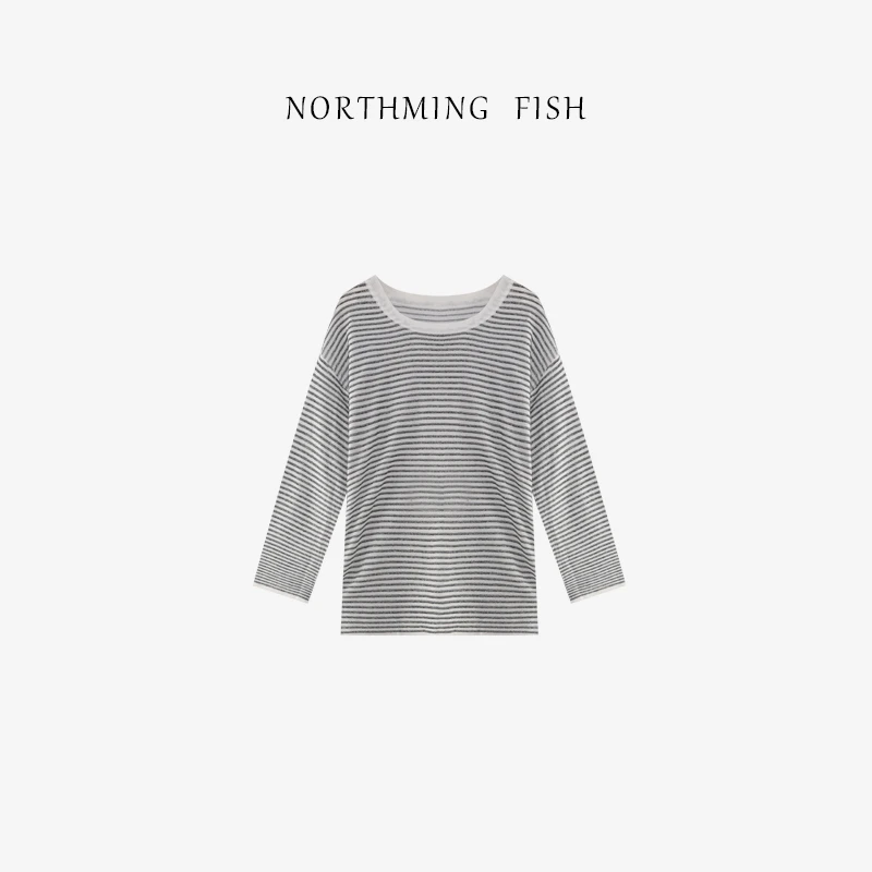 NORTHMING FISH ‘黑白间奏’ 基础不挑人 时髦提花条纹 天丝T恤