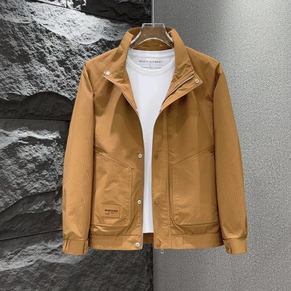 2024新款男士立领春季短款外套帅气上衣工装百搭时尚轻薄夹克