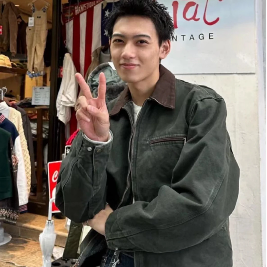 PARK J97水洗蜡染夹克 J01底特律帆布夹克拉链外套 美式工装