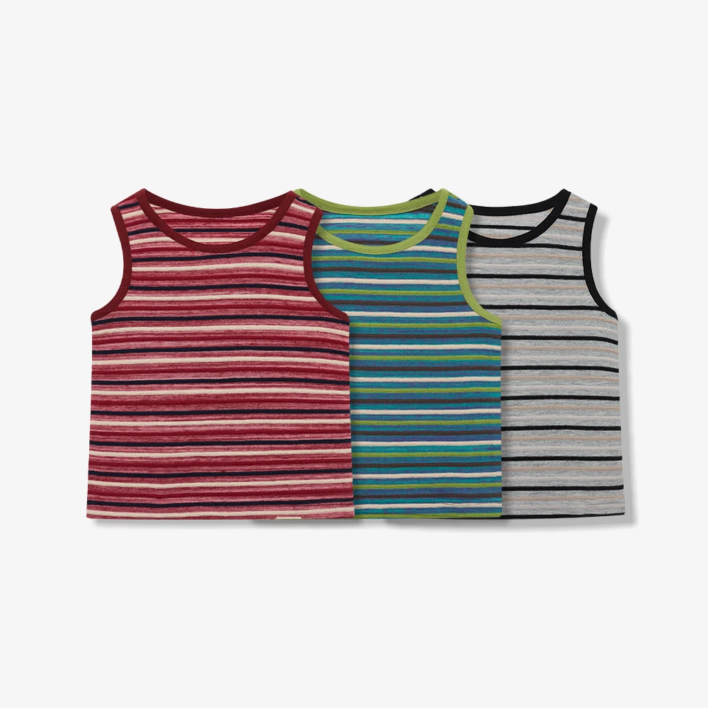 LIURUONAN 【彩虹艺术家】彩色条纹背心多巴胺运动休闲萌娃穿搭