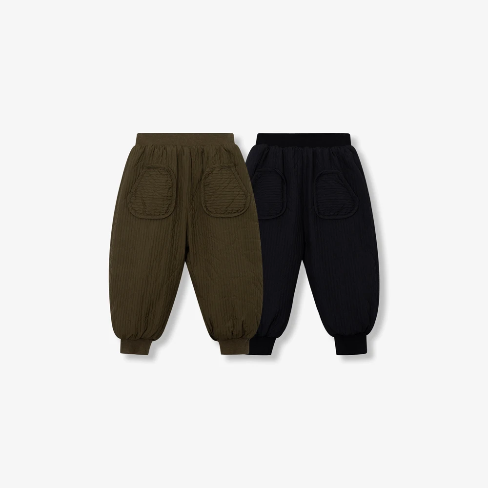 园长家童装 儿童森系秋冬菱格夹棉保暖束脚休闲裤