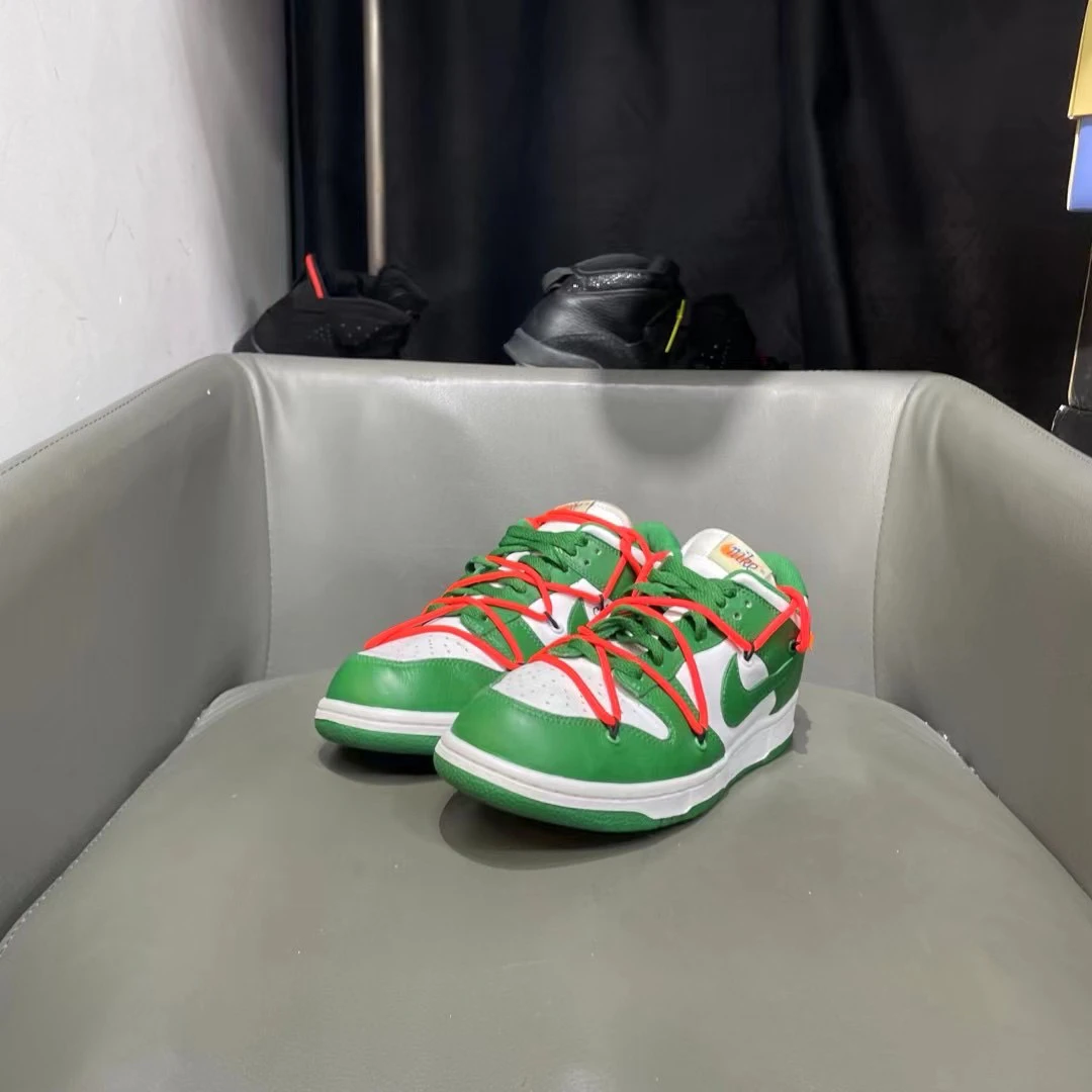 捡漏40.5码 ow dunk 白绿 下地两次原盒2799秒杀！平台5k球鞋