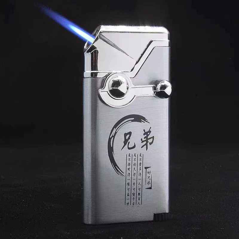 新潮流个性超薄摇臂直冲斜喷充气防风定制刻字送男友礼品打火机