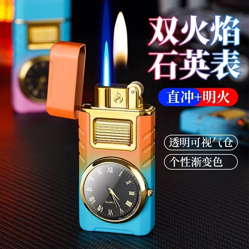 新潮流个性砂轮变换火手表直冲表盘手表送男友礼品防风充气打火机