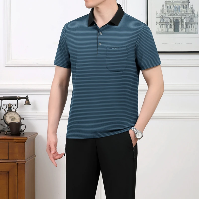 中老年运动套装男爸爸夏季冰丝速干短袖t恤两件套中年父亲跑步服