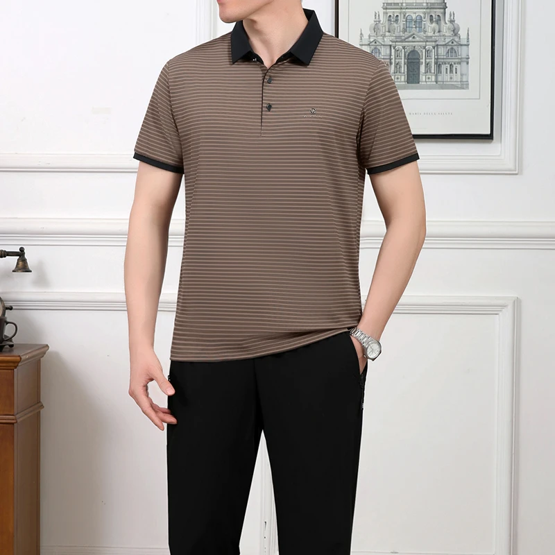 中老年冰丝运动套装男夏季新款短袖t恤爸爸装中年父亲薄款跑步服