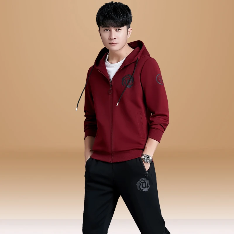 卫衣套装男春秋季青年时尚洋气休闲跑步服男士运动套装两件套秋装