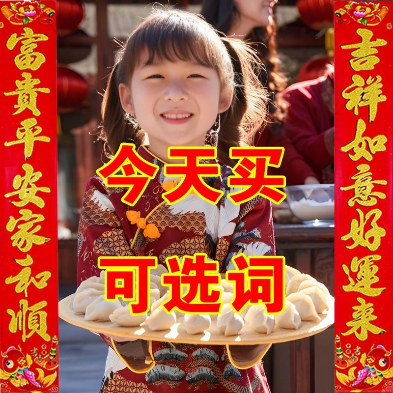 对联春节2024龙年高档植绒春联洒金款过年批发大全入户门大门新款
