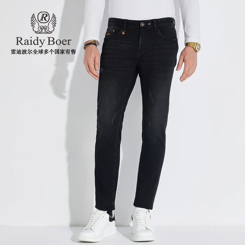 【刺绣图案】雷迪波尔秋冬男装双头鹰棉氨混纺弹力牛仔裤子6003-70