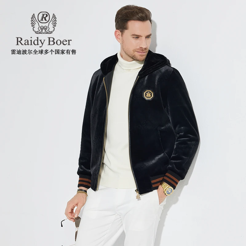 【金丝绒】雷迪波尔冬季男士双头鹰拉链偏厚保暖夹克外套男3042-70