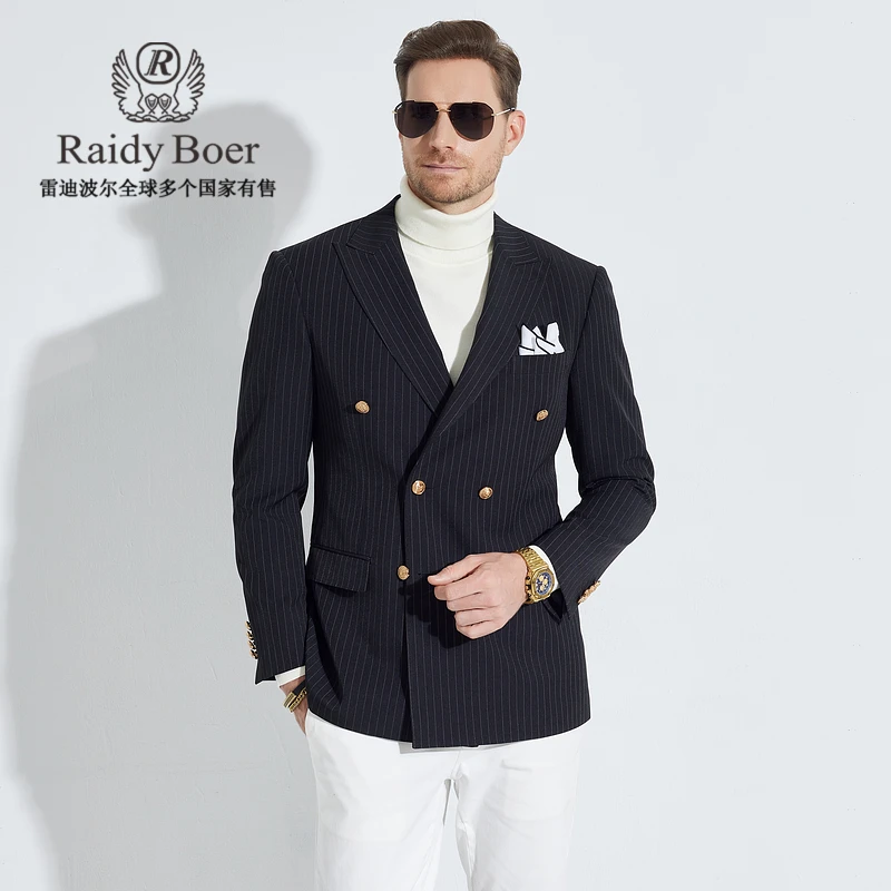 【布雷泽】雷迪波尔男士西装外套双排扣商务休闲西服外套男2006-77