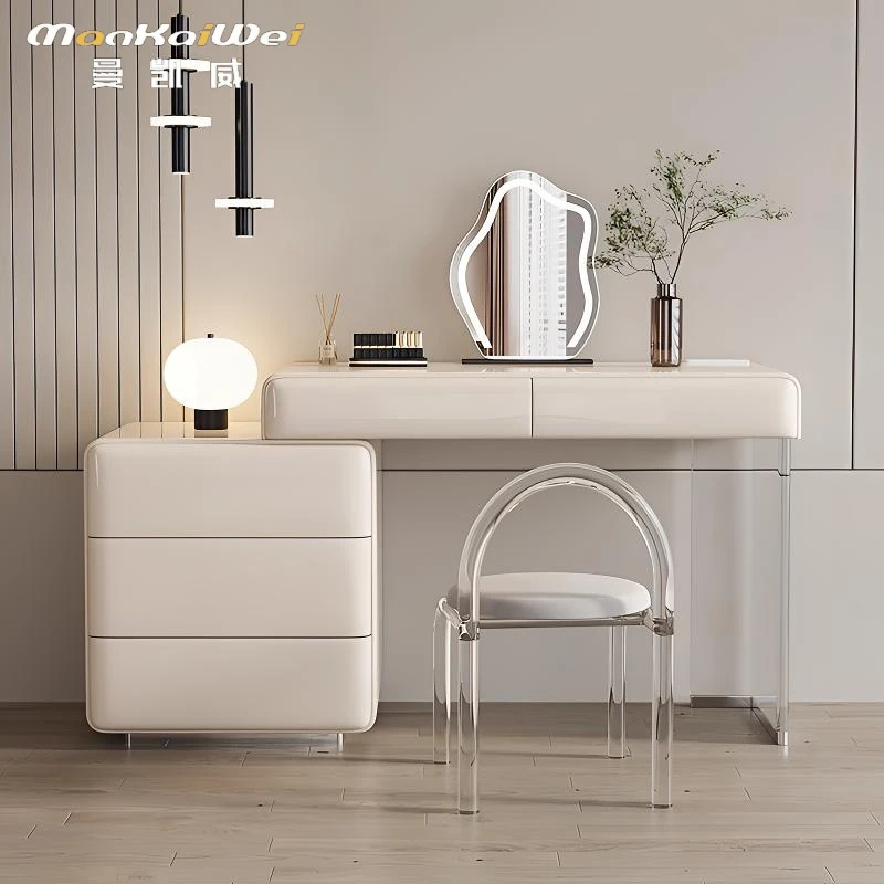 MKL/曼凯威轻奢奶油风梳妆台斗柜一体卧室现代简约床尾柜化妆桌