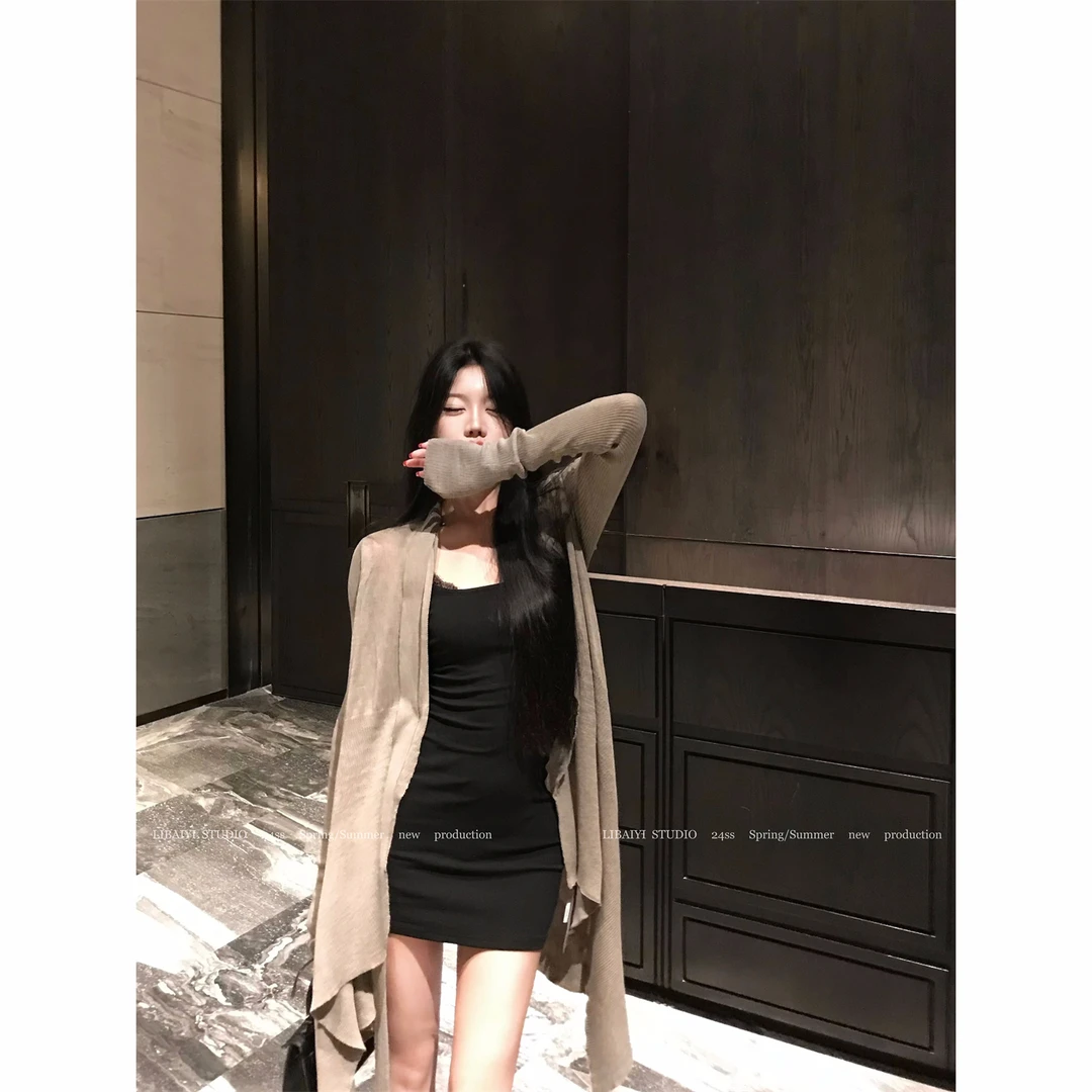 LIBAIYI 老钱ro风/秋季时尚性感显瘦辣妹吊带裙开衫套装1190