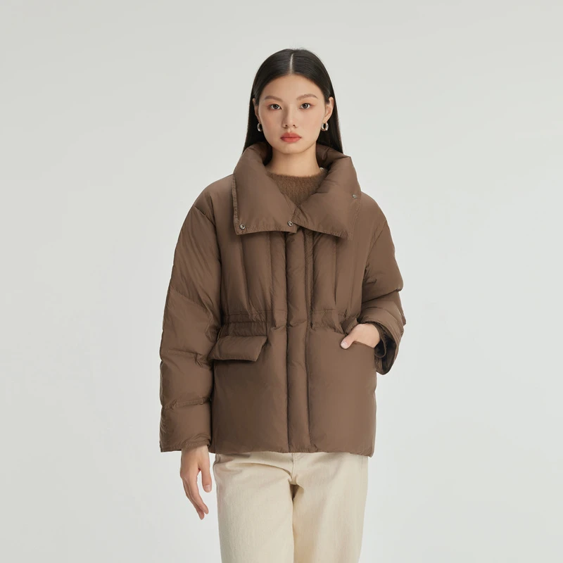 艾莱依2024冬季新款简约立领软糯羽绒服时尚百搭休闲保暖外套3096