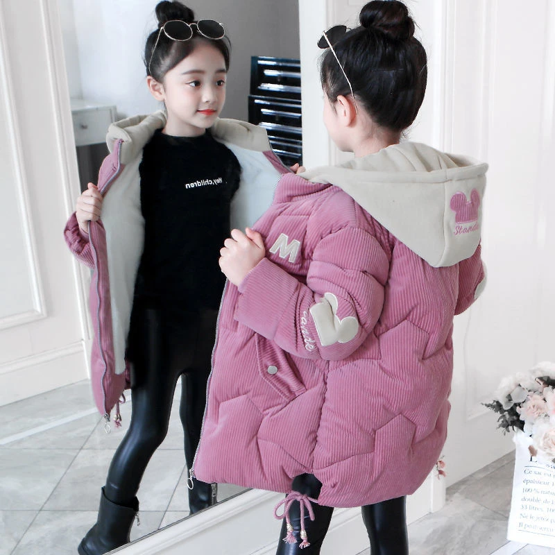 女童羽绒服冬季中长款宝宝外套韩版儿童加厚保暖中大童连帽时尚潮