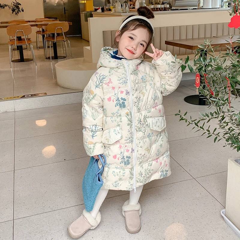 女童羽绒服中长款过膝加厚保暖女宝宝2025新款韩版洋气儿童外套潮