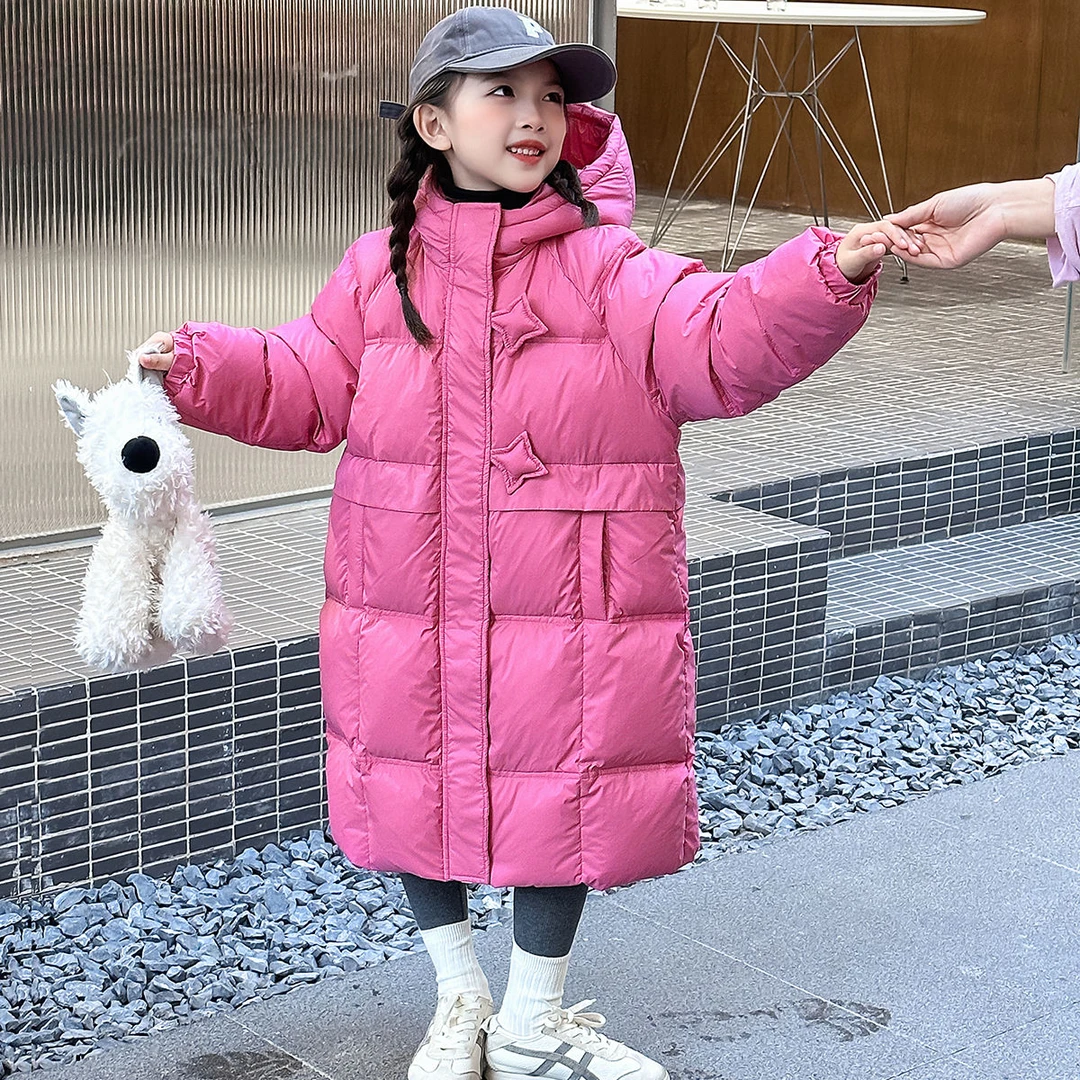 女童羽绒服冬装连帽中大童洋气冬季加厚保暖外套儿童中长款韩版潮