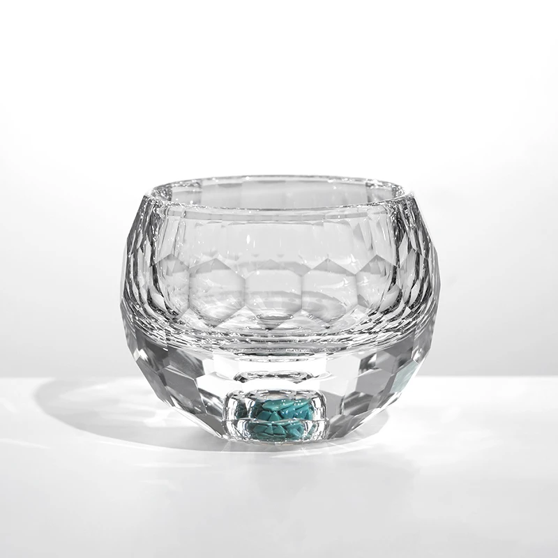 水晶圆满主人杯钻石切割绿松大容量茶杯茶具客杯茶道高档创意个性