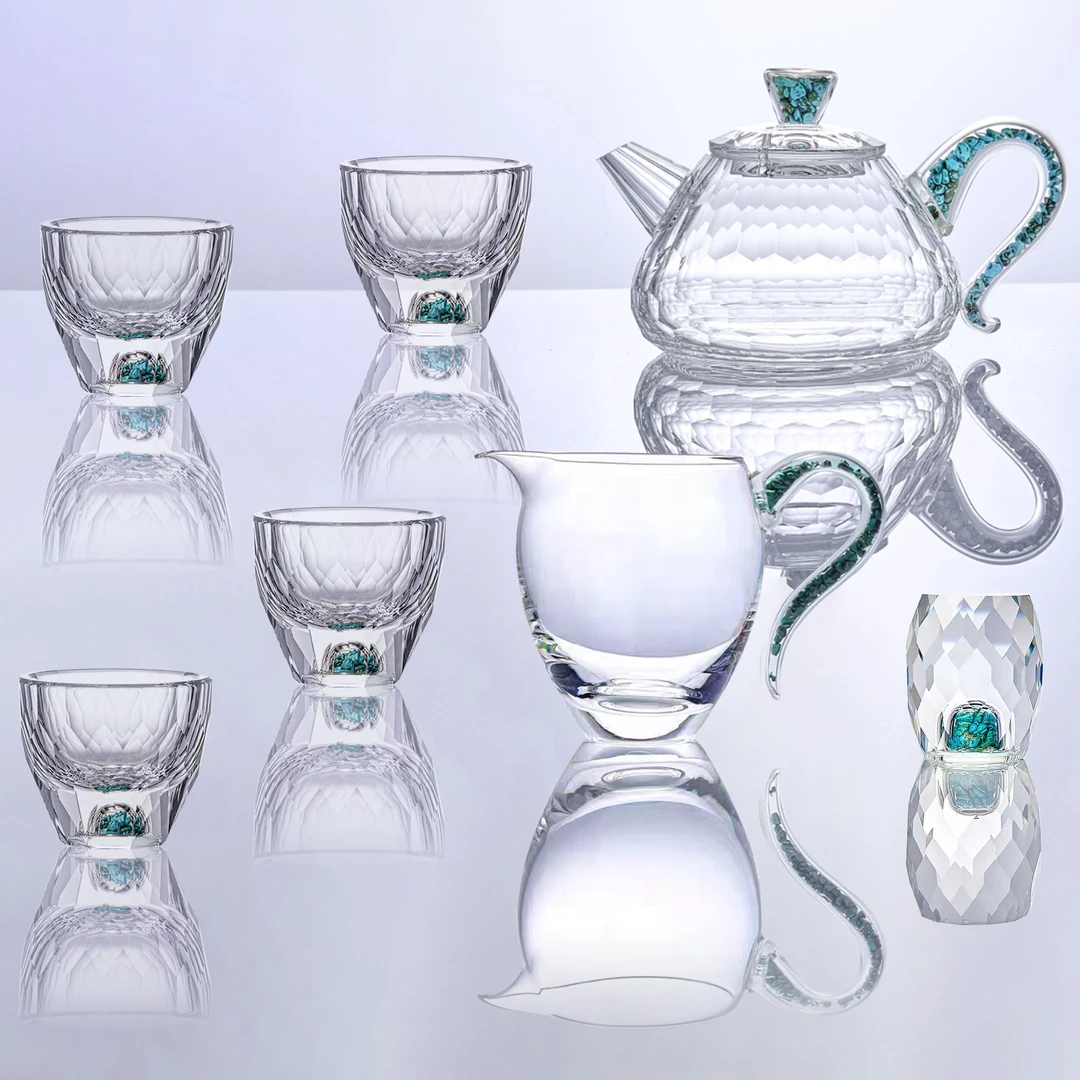 水晶茶壶套装公道杯翠影杯无套组耐热防烫铅水晶杯茶壶茶杯茶具