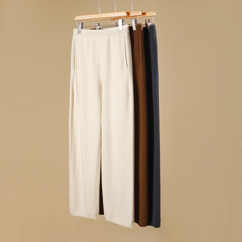 金婵Kayla【纯山羊绒】【红人上新】康赛妮加厚阔腿裤100%山羊绒JC055