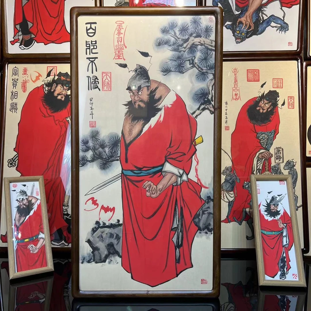 国潮装饰画钟馗竖幅办公室玄关客厅新中式百斜不侵