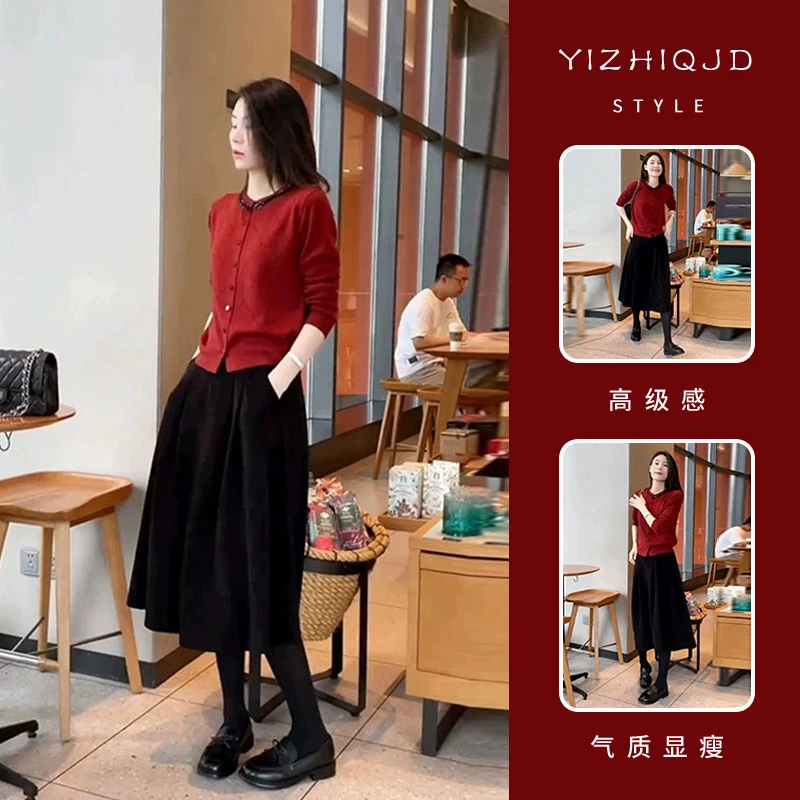 小香风轻熟女2024新款秋冬季穿搭一整天今年流行的漂亮套装裙子