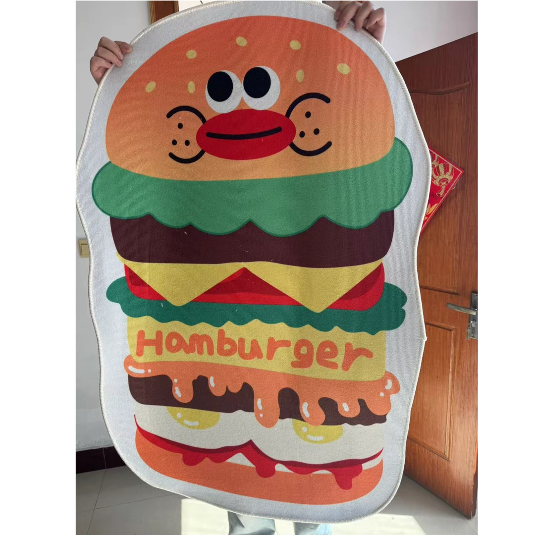 圈绒材质可爱汉堡包地毯地垫五防面料床边沙发垫