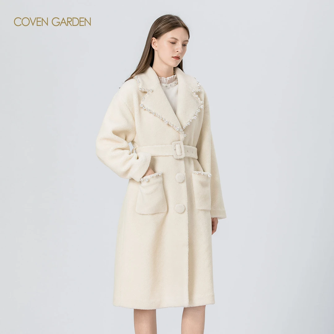 哥文花园 珍珠收腰大衣女中长款 CWC3053288