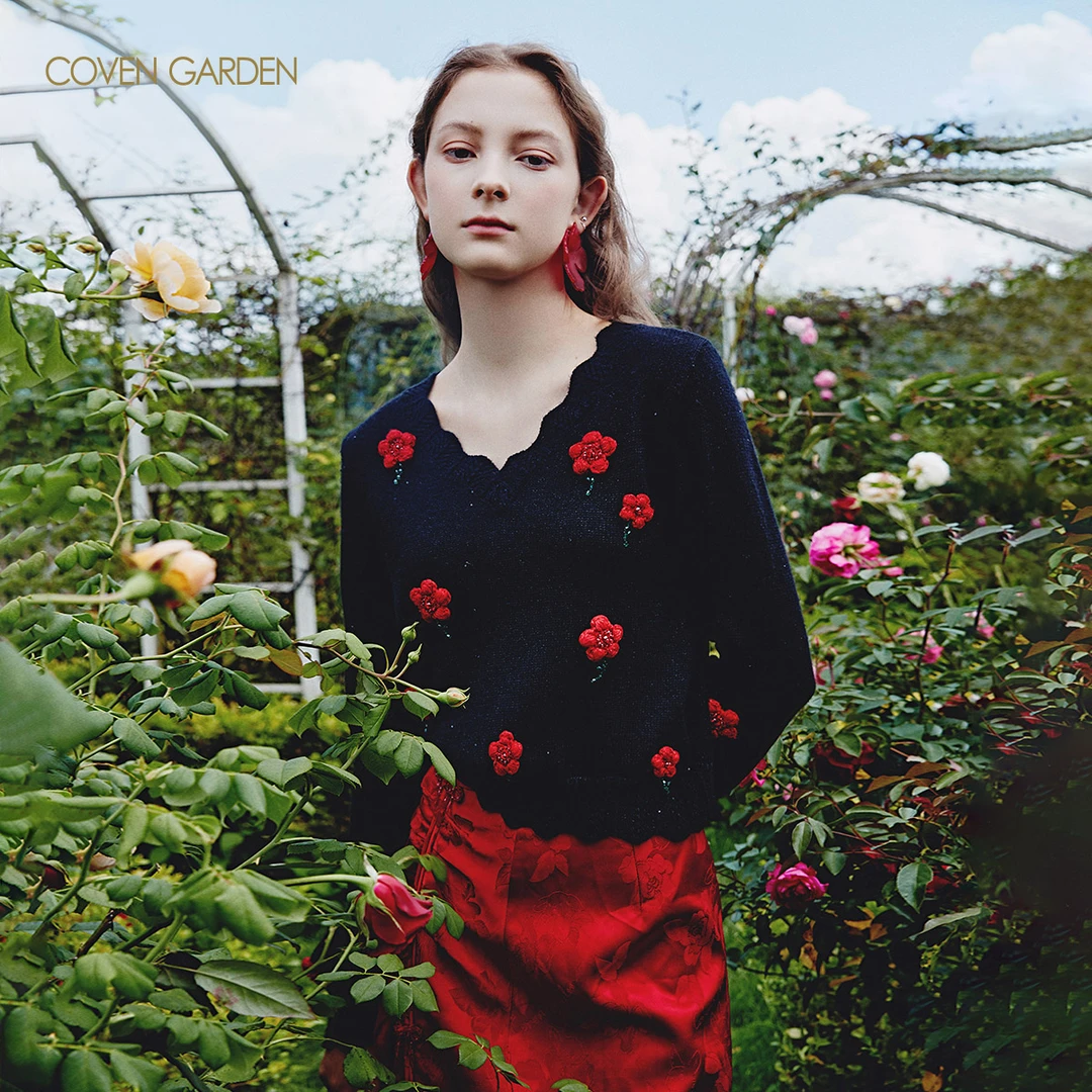 哥文花园 立体小红花别致小上衣短款女COVEN GARDEN CTC1031088