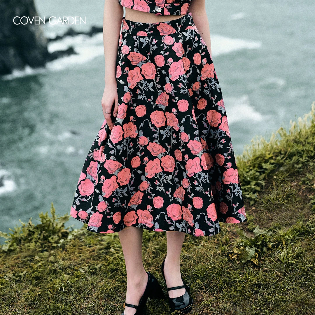 哥文花园  法式复古时尚气质玫瑰半身裙  CLA3073440