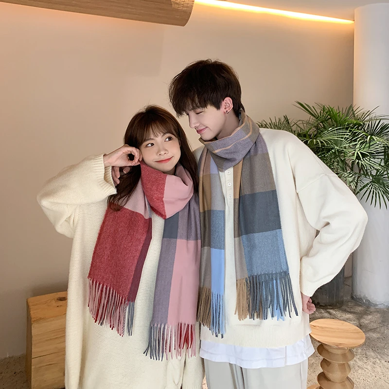 2024新款围巾女冬季保暖仿羊绒披肩加厚秋冬季围脖男格子学生ins