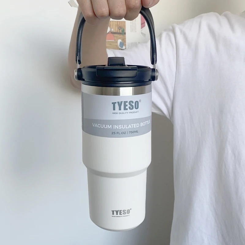 不锈钢咖啡杯保温杯大容量双饮吸管水杯女高颜值保冷车载杯子男士