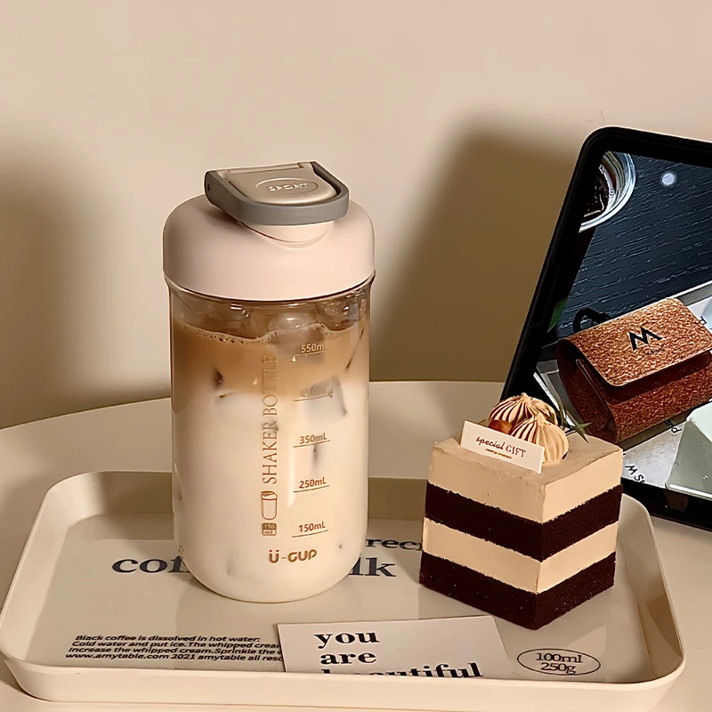 运动水杯女生高颜值夏季tritan带刻度健身摇摇杯学生塑料杯子便携