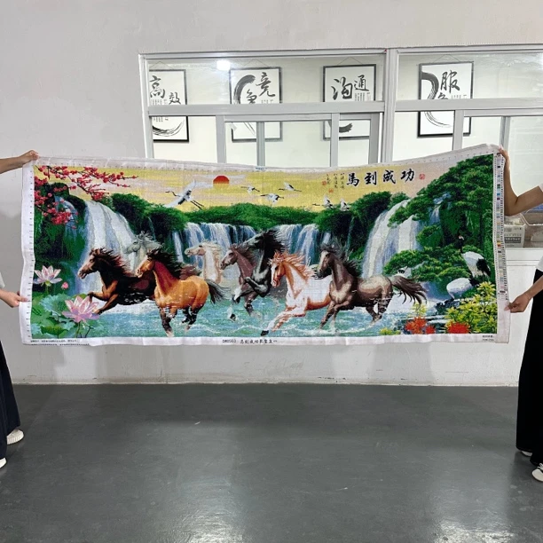 马到成功十字绣成品新款客厅挂画2.3米