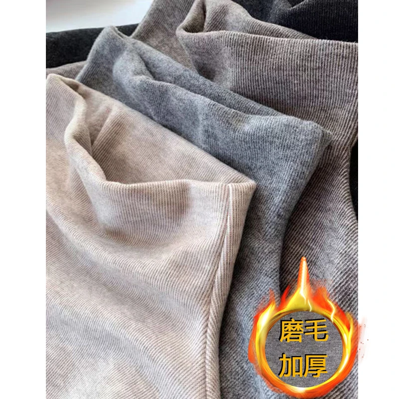 9065#半高领磨毛长袖t恤女秋冬新款修身显瘦内搭加绒加厚打底小衫