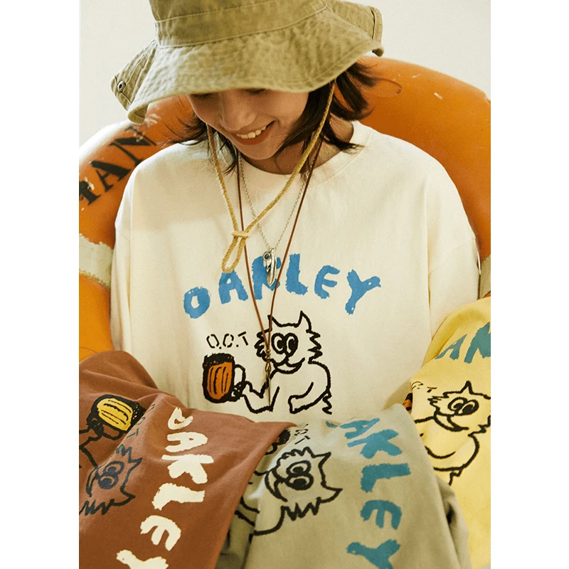 章鱼家【原创美式】爆款啤酒猫印花t恤休闲打底短袖春季octopus