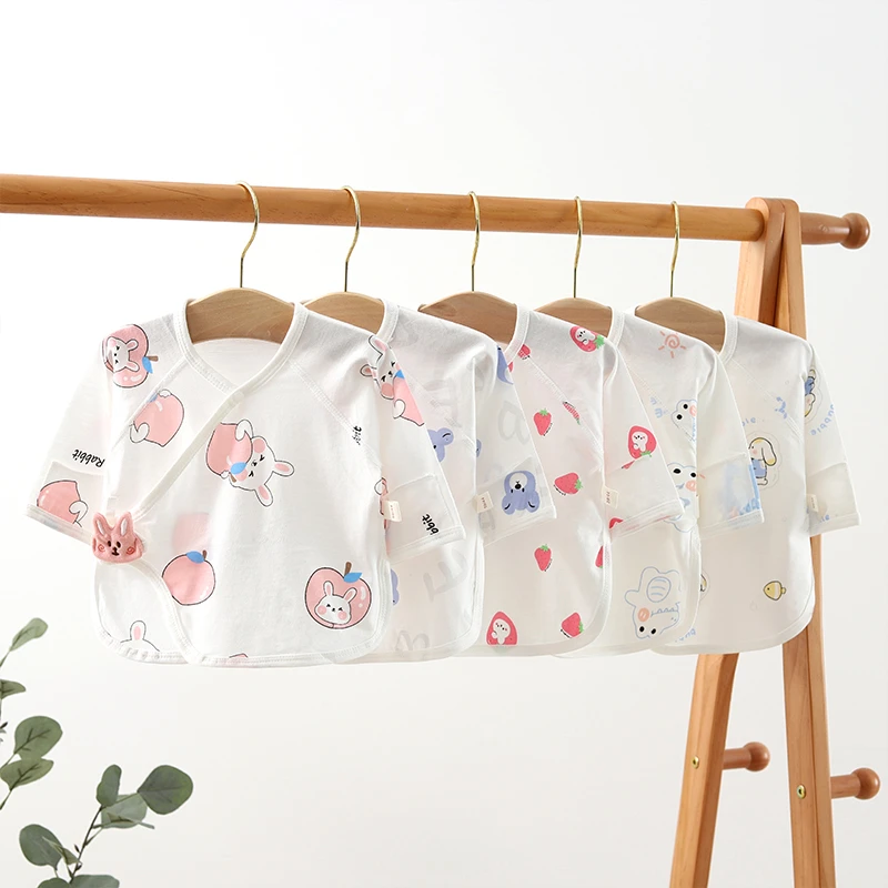 新生儿产房半背衣纯棉0-3个月婴儿夏季上衣男女宝宝初生婴儿衣服