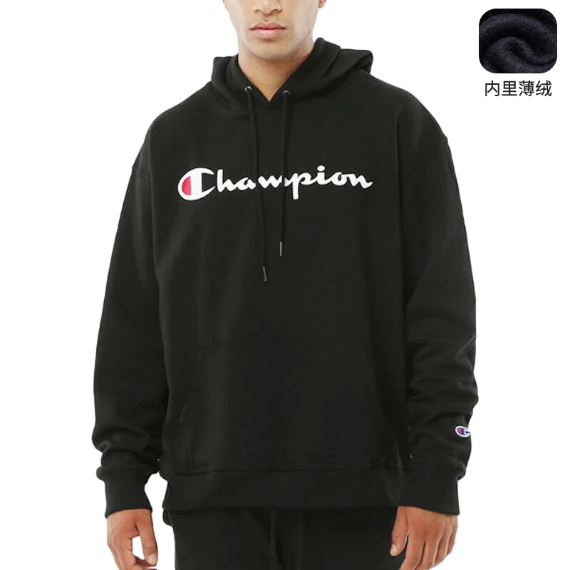 Champion男女同款休闲加绒连帽卫衣时尚字母印花上衣潮流百搭男装
