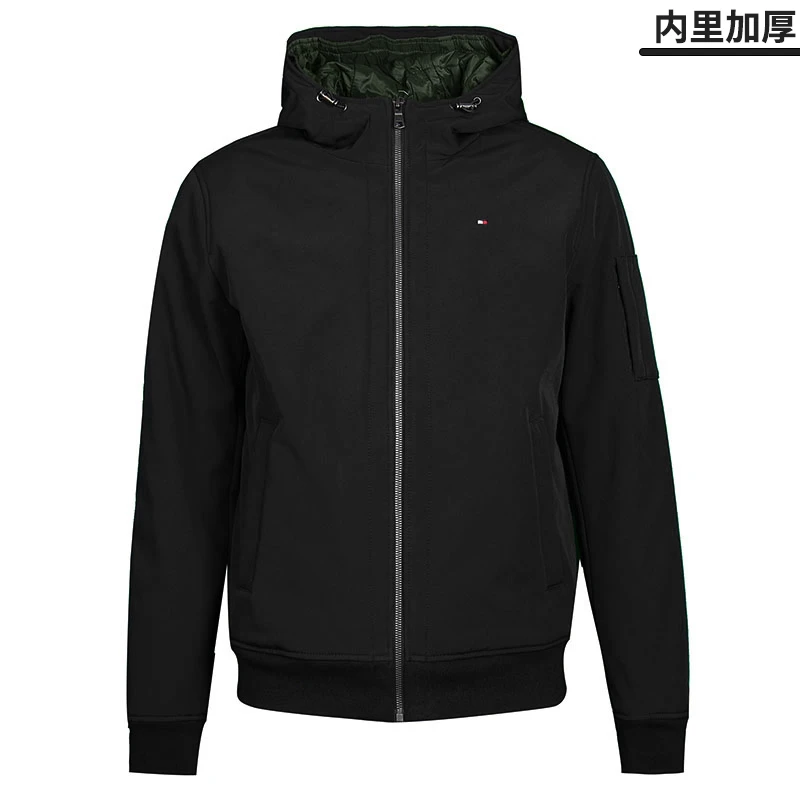 TOMMY HILFIGER汤米希尔费格男士休闲新款棉服保暖连帽拉链短外套