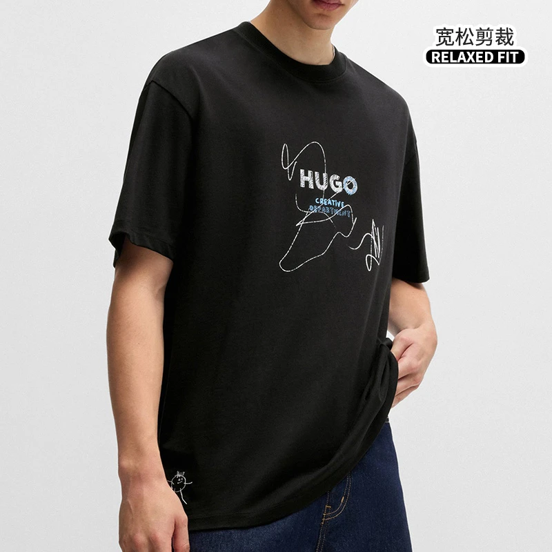HUGO BOSS雨果博斯男士夏季新款短袖T恤休闲简约时尚潮流舒适半袖
